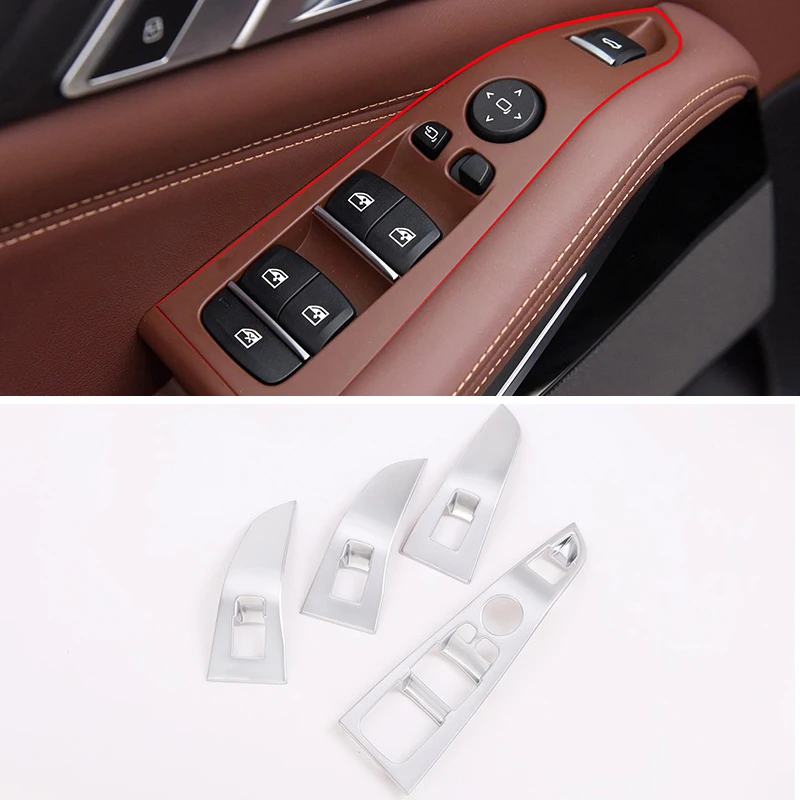 

4pcs Carbon Fiber Texture Car Interior Window Lifter Switch Button Frame Cover Trim For BMW X5 G05 2019