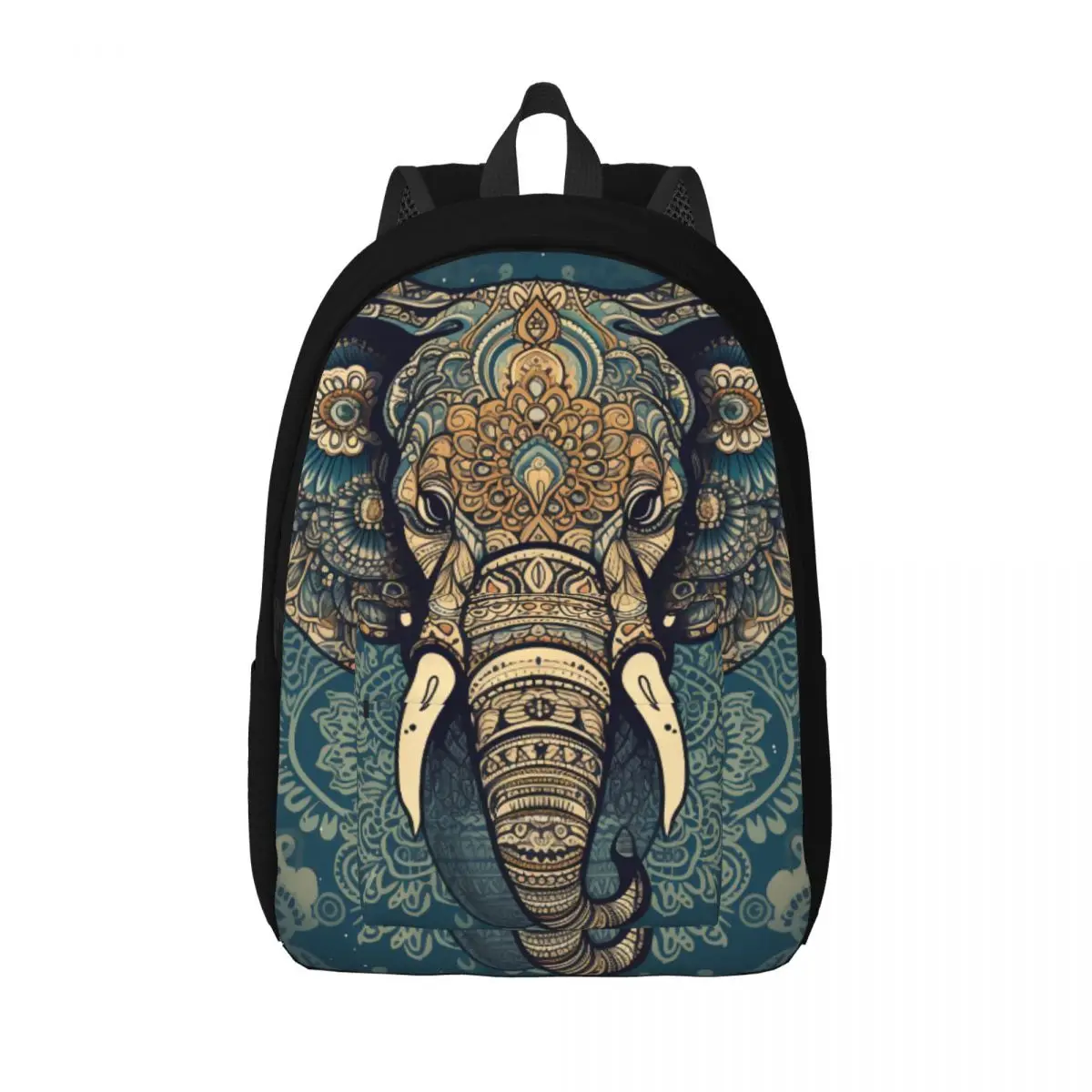 

Elephant Canvas Backpacks Floral Mandala Bag University Backpack Soft Basic Bags