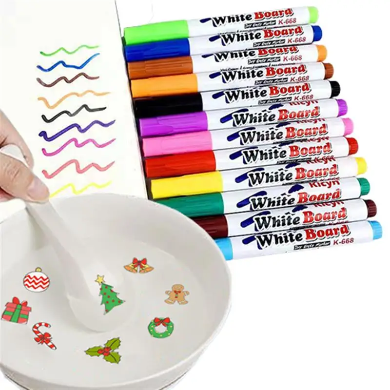 Magical Water Painting Pen Whiteboard Markers Floating Ink Pen Doodle Water Pens Montessori Early Education Toy Art Supplies