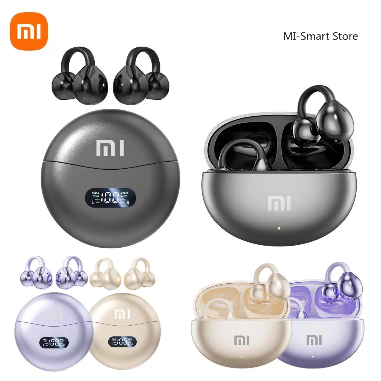 Беспроводные Bluetooth 5.4 наушники-вкладыши с зажимом и цифровым дисплеем