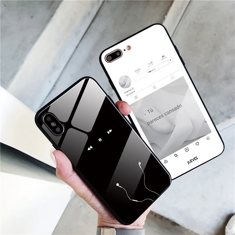 

Music Player Tempered Glass Case for IPhone 13 Coque for Iphone 6 6s 7 8 Plus X Xs Max Xr 11 12 Pro Max Mini 5 5S SE 2020 Fundas