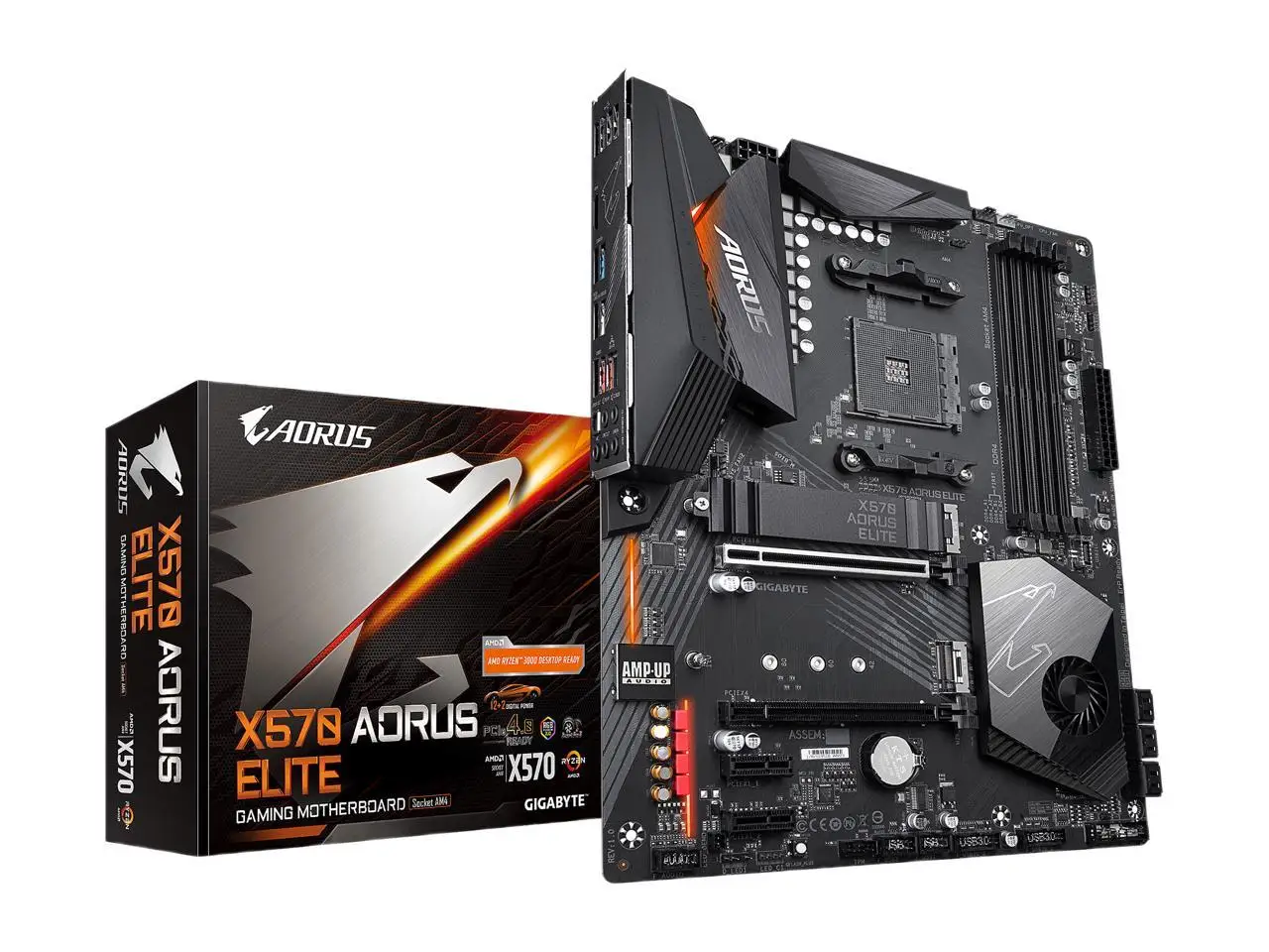 

GIGABYTE New GA X570 AORUS ELITE ATX AMD X570 DDR4 4733(O.C.)MHz M.2 USB 3.2 128G Double Channel Socket AM4 Motherboard