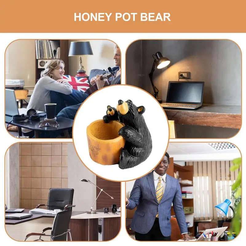 Искусственная статуя стол деревенский Декор салона черный медведь мать ребенок