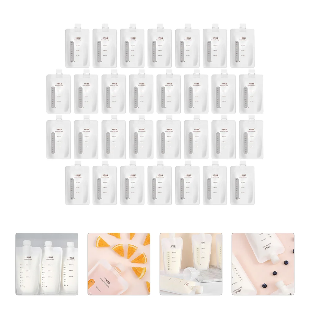 

30Pcs Plastic Breastmilk Storage Bags Self Standing Bag Breastfeeding Pouch
