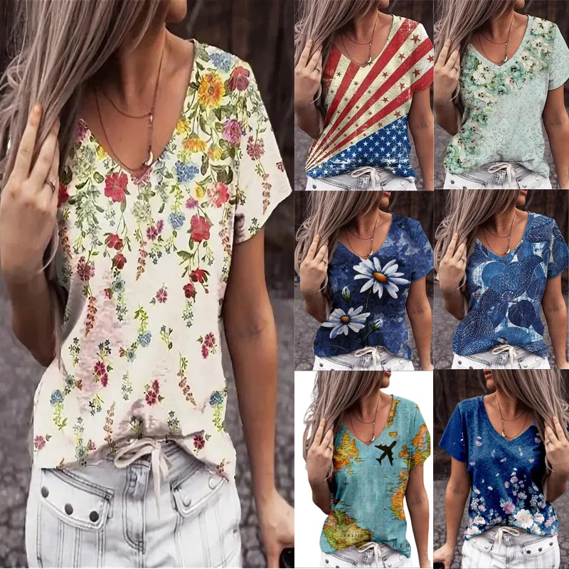 

New Women Spring Summer Tops Plus Sizes Tees Sexy Vintage Femme Big Large T Shirts Loose Casual Befree Boho
