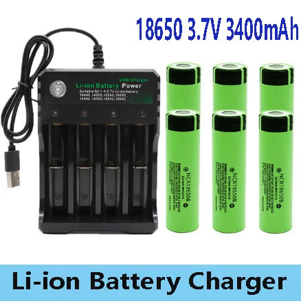 

Batería recargable de litio 100% Original NCR18650B, 3,7 V, 3400mah, 18650, para baterías de linterna Panasonic y cargador USB