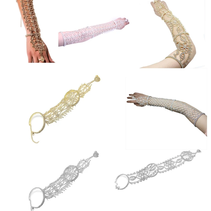 

Женские Стразы, цепочка и кольца, браслет стразы, искусственные кольца, ювелирные изделия для рук для девочек-подростков