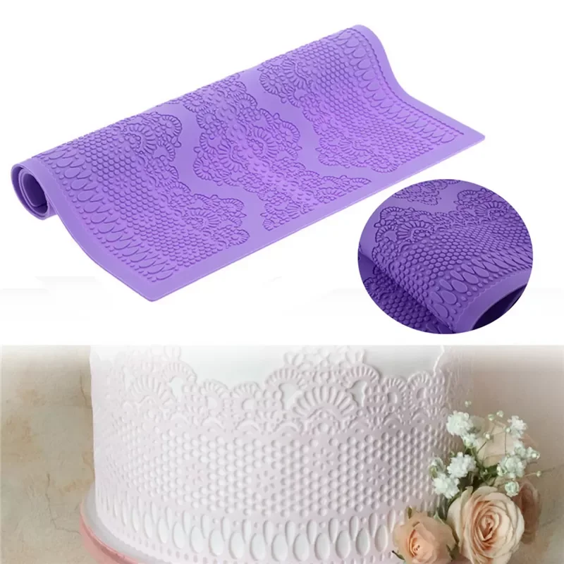 

New Wedding Cake Silicone Flower Lace Fondant Mold Mousse Brim Decor Sugarcraft Icing Mat Pad Home Pastry Baking Tool Supplie