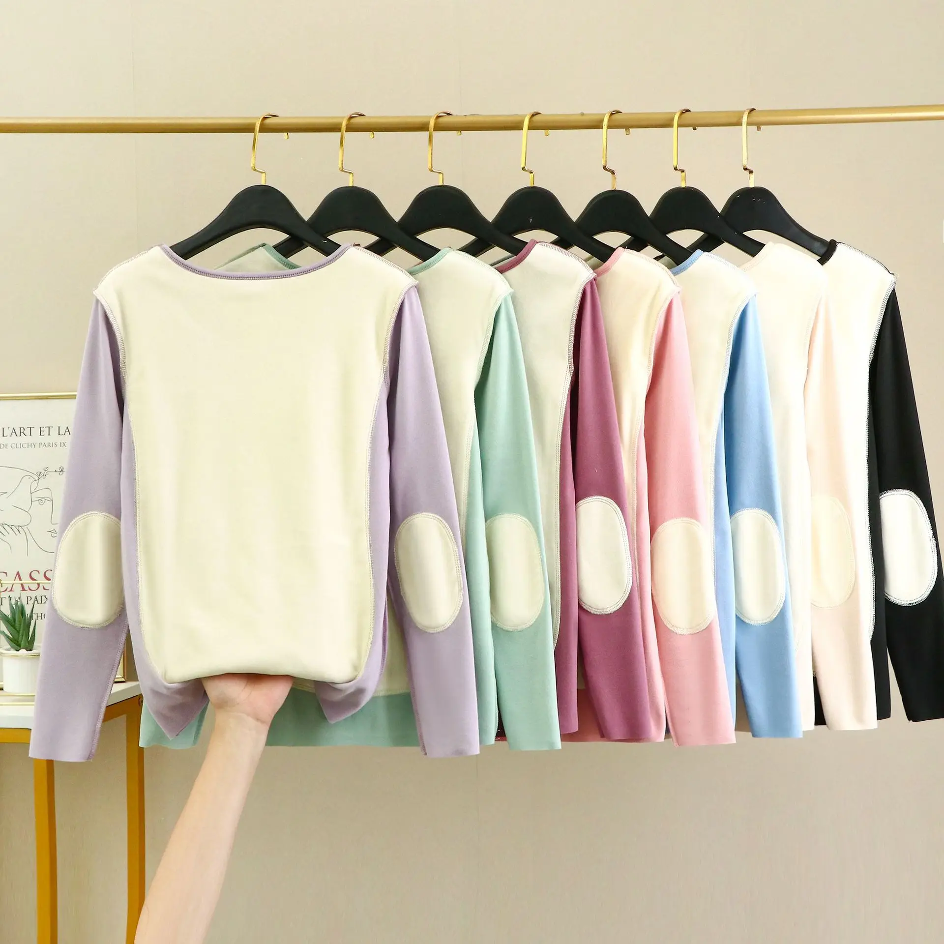 Women thermal top  base layer German Velvet Thicken Warm Autumn Clothes Leisure Inside No Trace Cold Protection Home Underwear