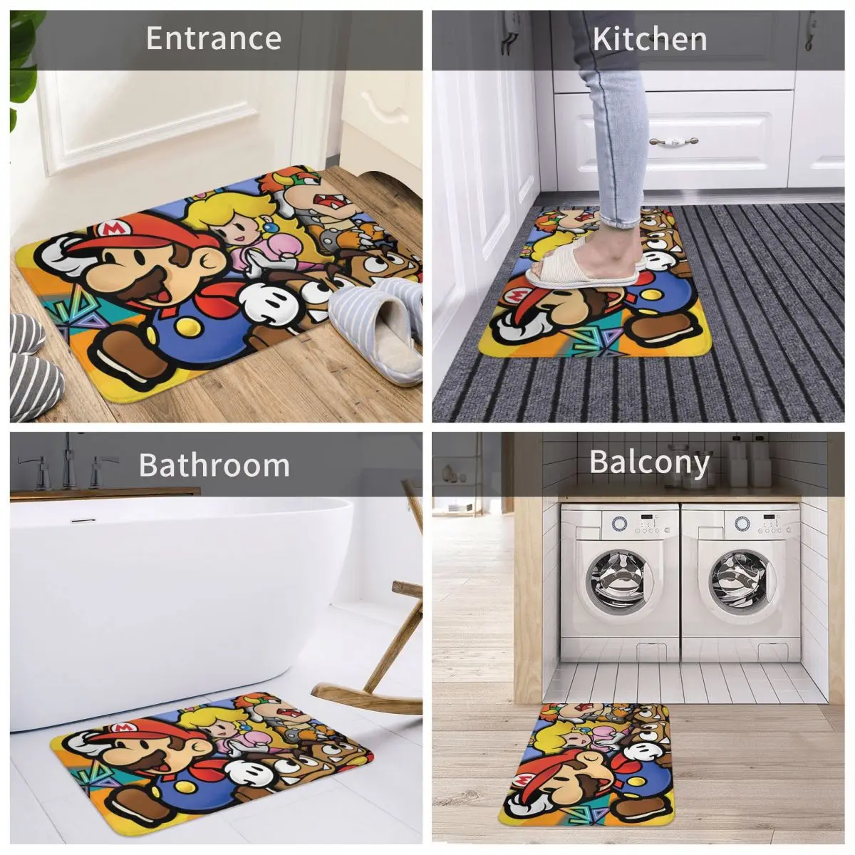 

Super Mario Photo Gallery Bath Door Floor Foot Mat Rug Carpet Decor Entrance Living Room Home Kitchen Bedroom Washable Balcony