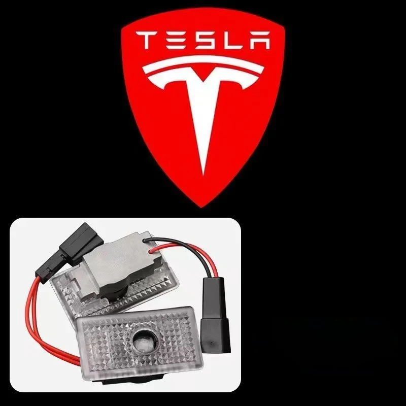 

2 шт. светодиодные автомобильные дверные фонари, эмблема, аксессуар для Tesla SpaceX Model 3 Highland 2023 Model S Model X Model Y Model Y-Eur Roa