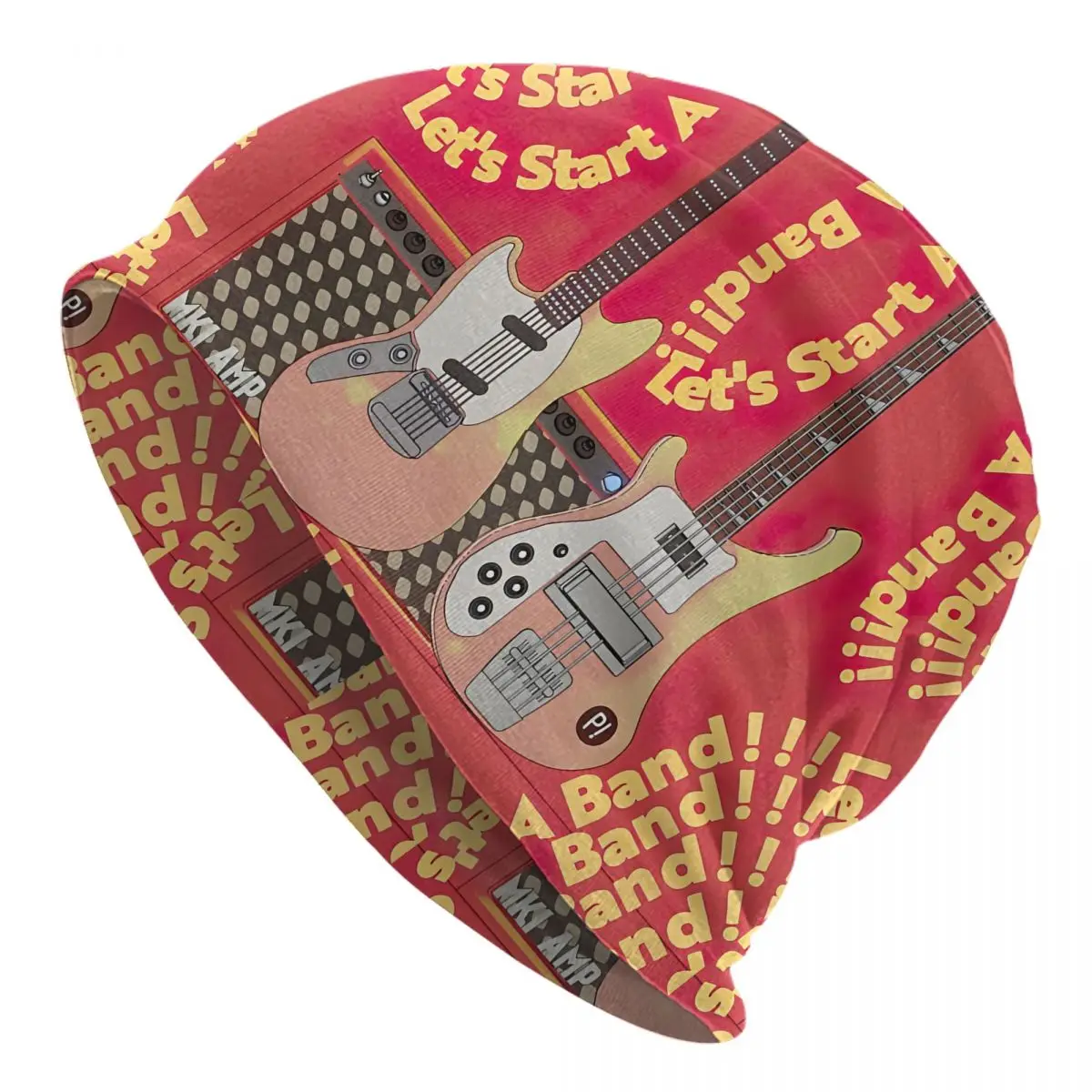 

Hat Let's Start A Band! Guitar And Bass Autumn Spring Caps For Men Women Retro Bass Guitar Beanies Ski Caps Cotton Bonnet Hats