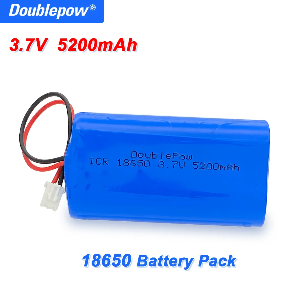 

Doublepow 3.7V 18650 Lithium Battery Packs 5200mAh Rechargeable battery Fishing LED Light Bluetooth Speaker with XH2.54-2P Plug