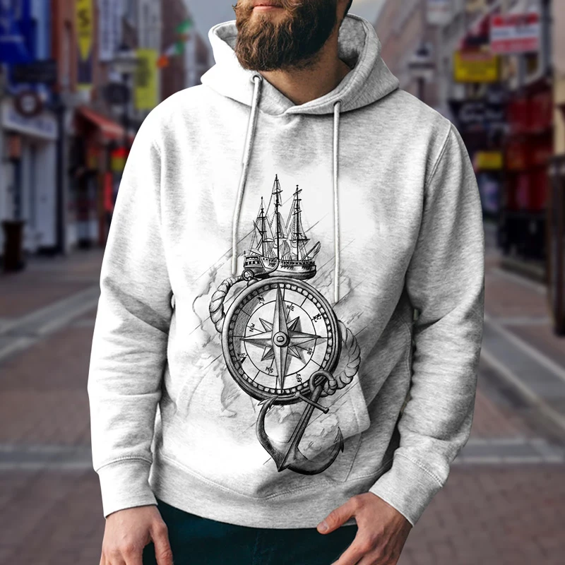 

KeKe Viking Compass Print Man Sweatshirt Hot Sell Man Brand Hoodies Autumn Winter Hooded Tracksuits Male Fashion Pullover