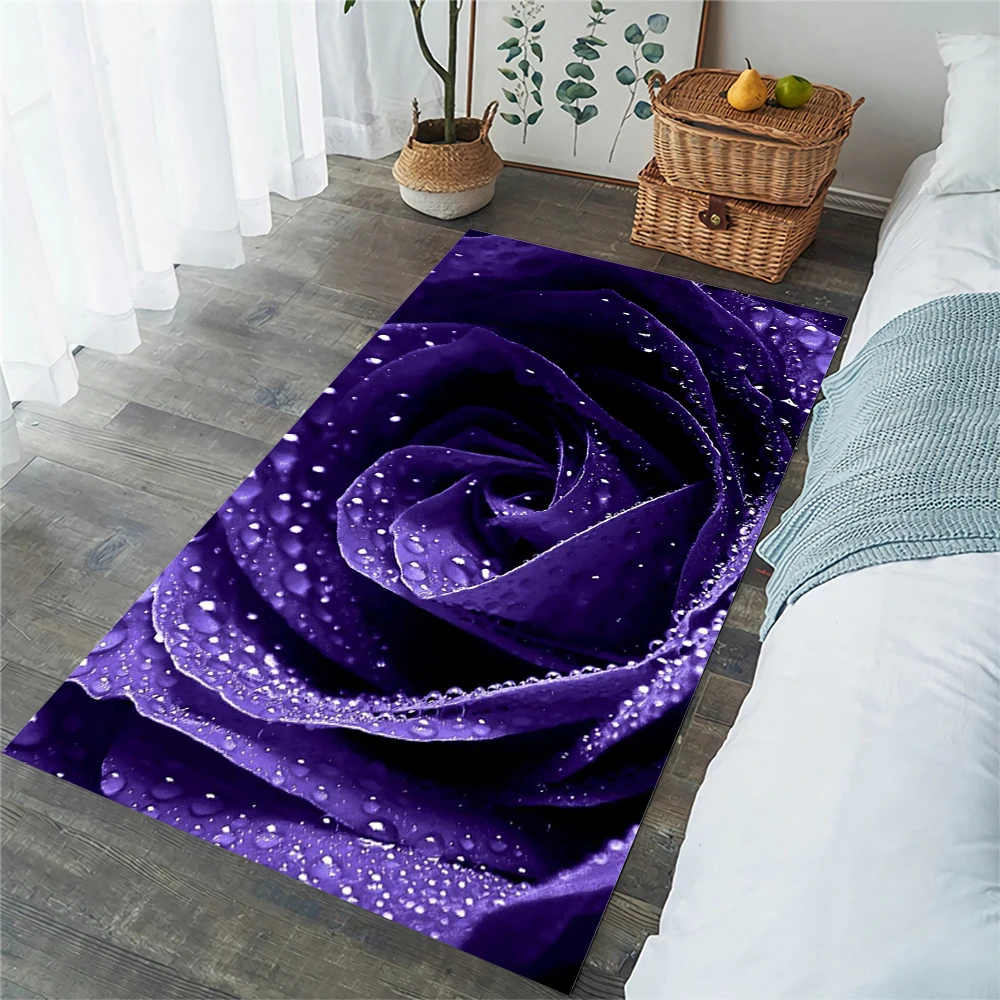 CLOOCL модные ковры с цветами фиолетовые розы художественные 3D принтом для гостиной