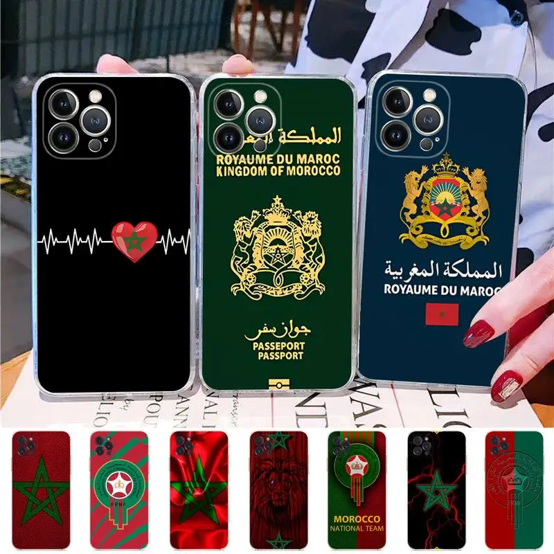 

Morocco Flag Passport Phone Case Silicone Soft for iphone 14 13 12 11 Pro Mini XS MAX 8 7 6 Plus X XS XR Cover