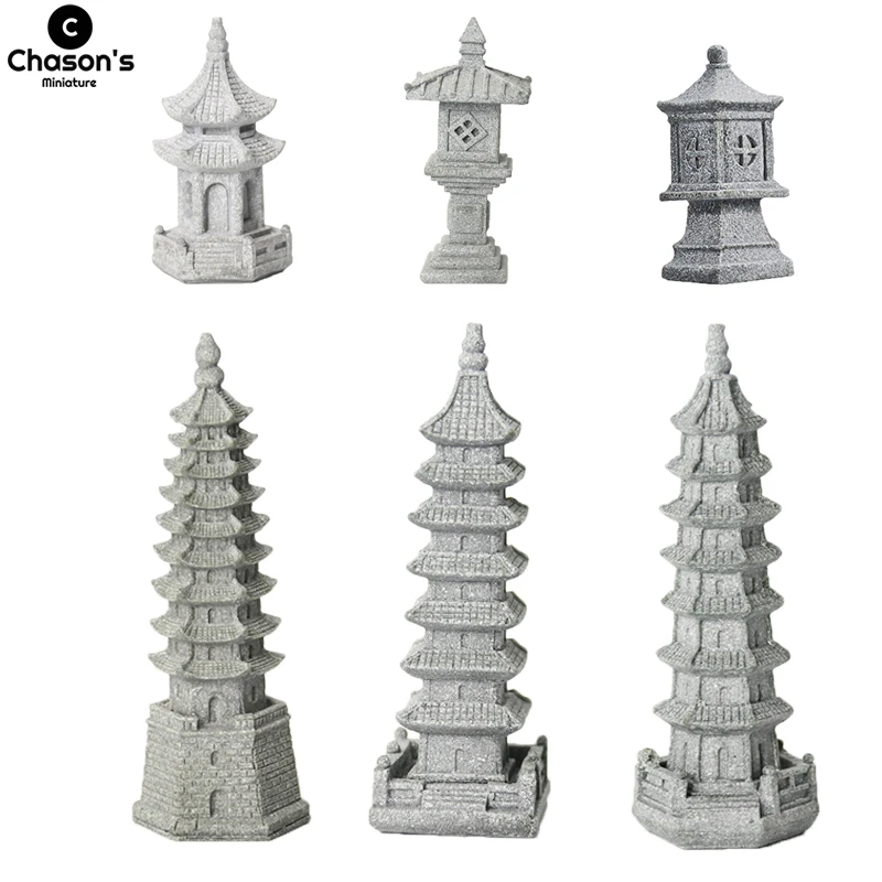 

Miniature Sand Stones Pavilion Ornaments Lantern Figurines Fairy Garden Bonsai Rockery Lanscaping for DIY Terrarium Room Decor