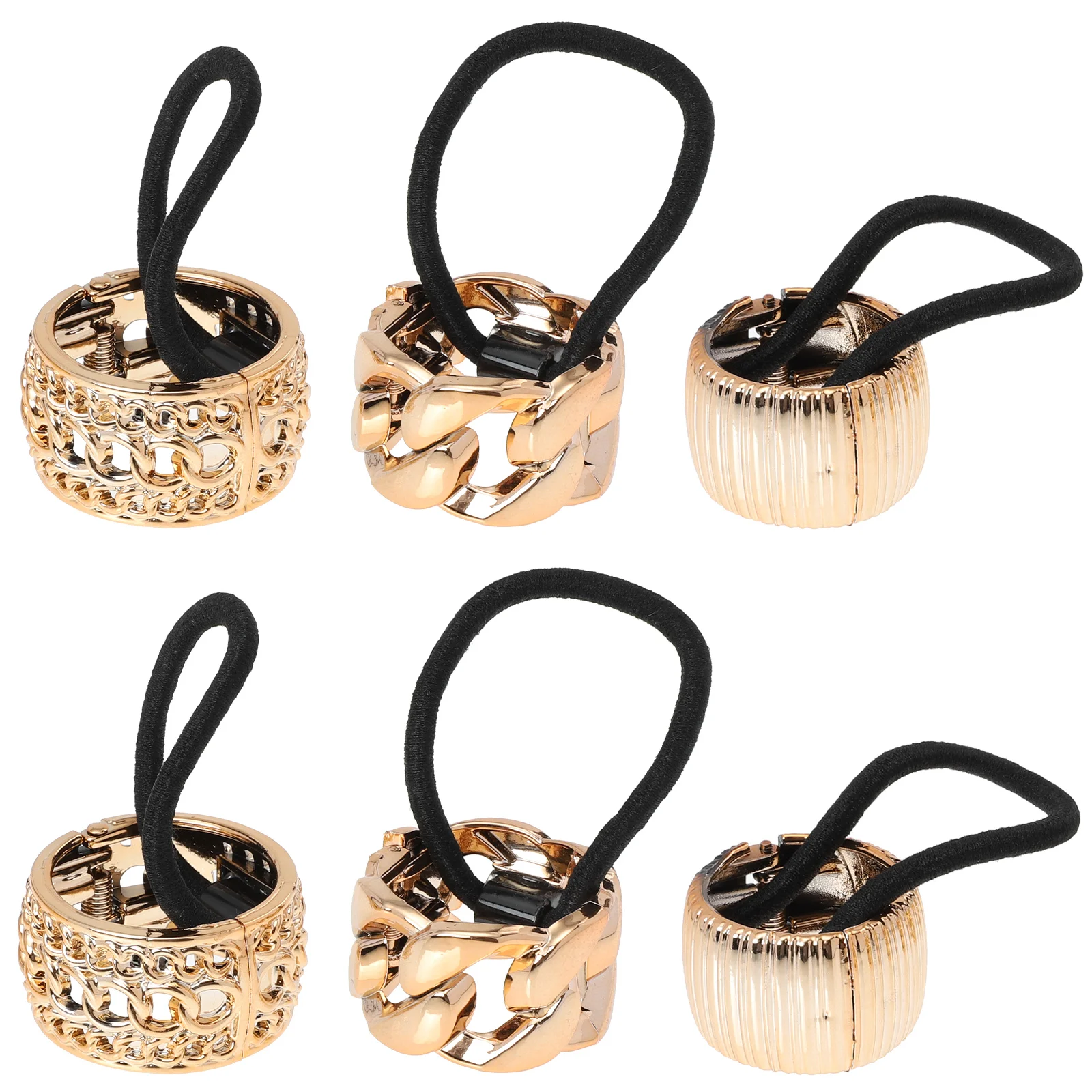 

6 Pcs Ponytail Button Holder Hair Tie Women Gold Clip Buckle Hair Barrettes For Thick Hair Cuffs Rose
