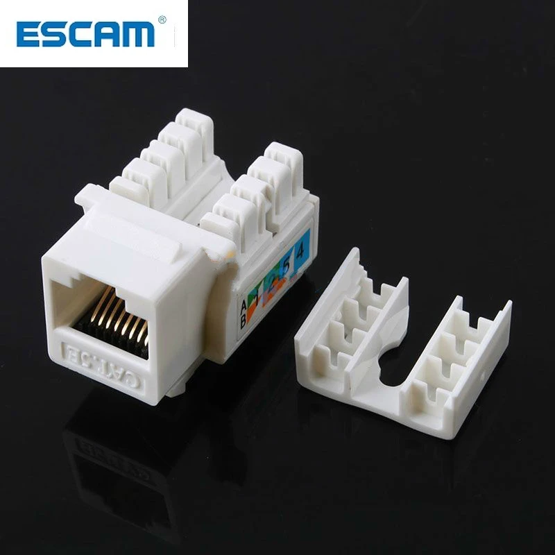 

ESCAM 5pcs Cat5E 110 Punch Down Keystone Jack RJ45 CAT5 Network