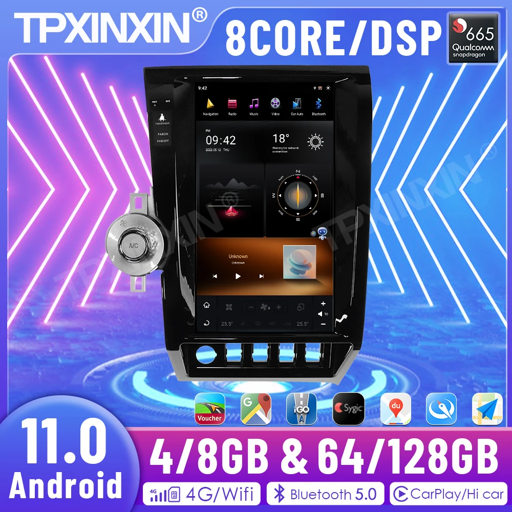 

2 Din Android 11.0 8G+128GB Car Radio Multimedia Player For Toyota Tundra Sequoia 2007-2013 GPS Navigation Auto Stereo Head Unit