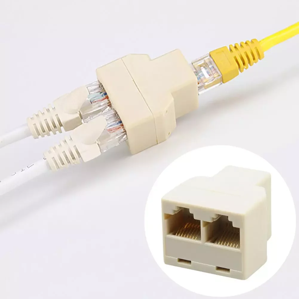 

Splitter Adapter 1 to 2 Dual Female Port CAT5/6 LAN Ethernet Sockt Network Connections Splitter Adapter P15 Adapter FC