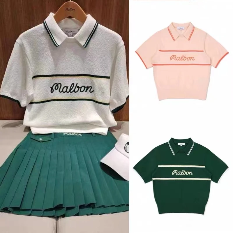 Malbo Golf Wear Women's Vest 2023 Summer New Korea Original Knitted Cotton Shirt Breathable Hot Fashion Casual T-shirt TOp