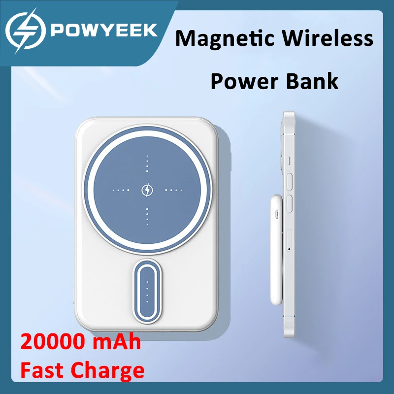 

20000Mah Mini Magnetic Power Bank Wireless Fast Charging External Battery Portable Large Capacity Charger for Iphone12 13 Xs Max