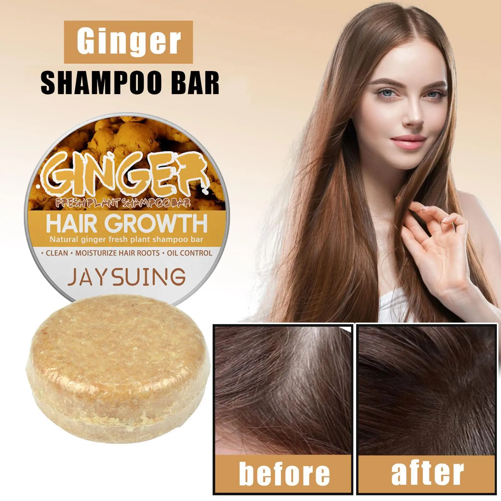 

60g Ginger Polygonum Soap Shampoo Anti-Hair Loss Reduce Oil Production Promote Growth Pure Plant Moisturizing Smoothing Hair Car