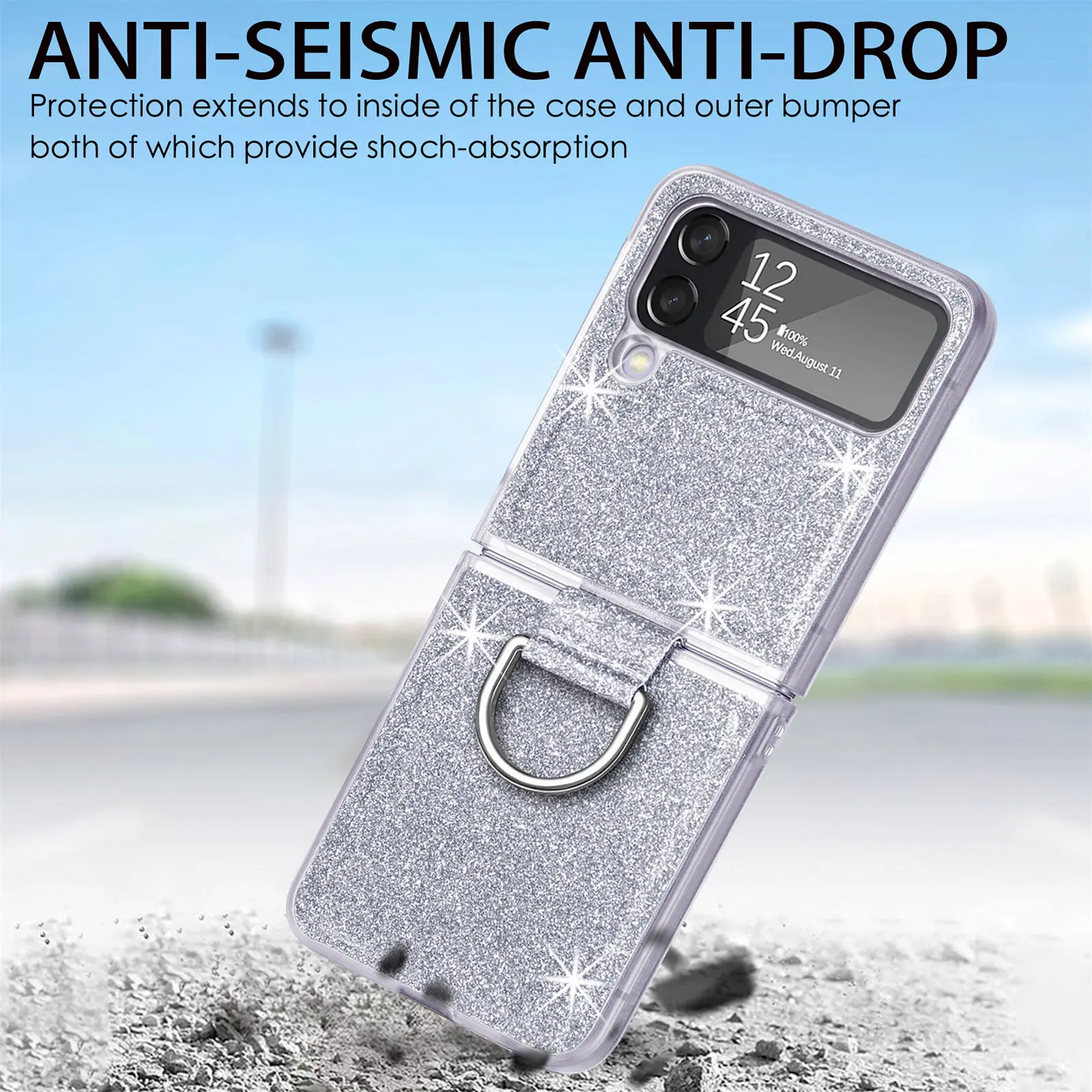 

Тонкий защитный чехол с кольцом-держателем для Samsung Galaxy Z Flip 4 5G Flip4 flip3, чехол для сотового телефона Samsung Z Flip4