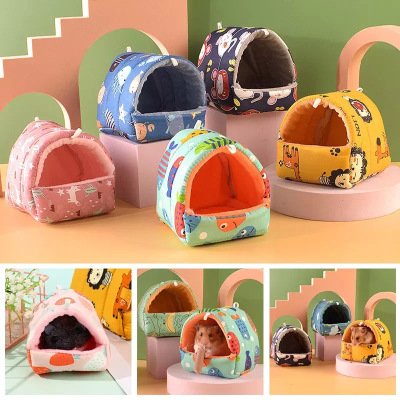 

Winter Rabbit Squirrel Mini Cage Guinea Pig Nest Small Animal Sleeping Bed Hamster House Warm Mat Pet Hanging Cage House