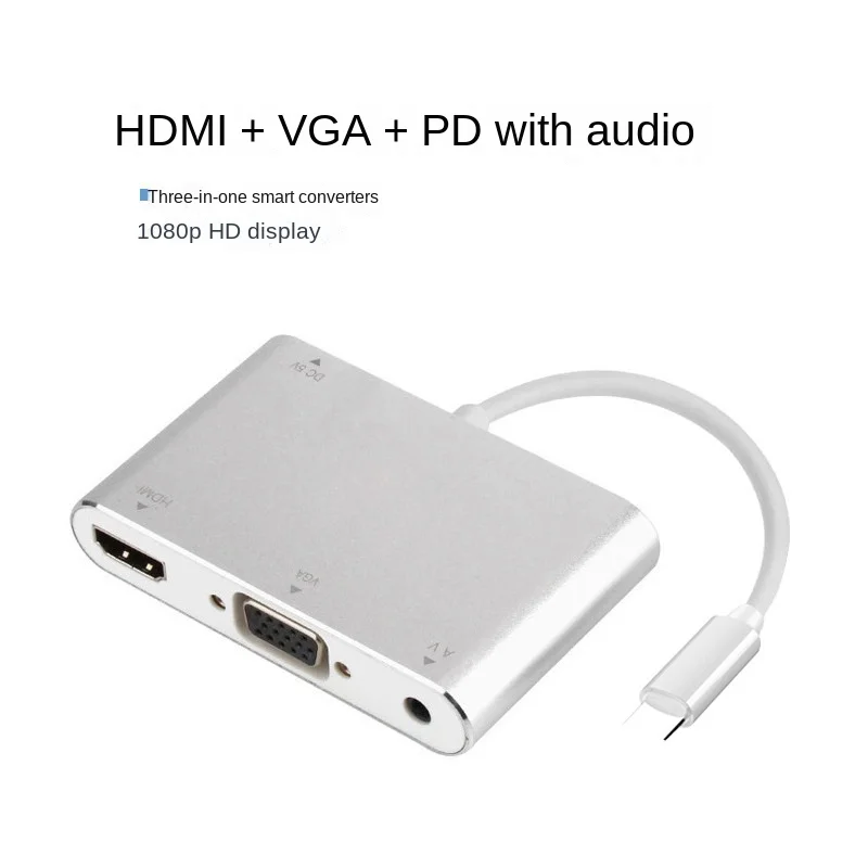 4 In1 Digital Audio Video HDTV Converter Lighting To HDMI-Compatible VGA AV Adapter for I Phone Xs X XR 8 7 To TV USB Cable