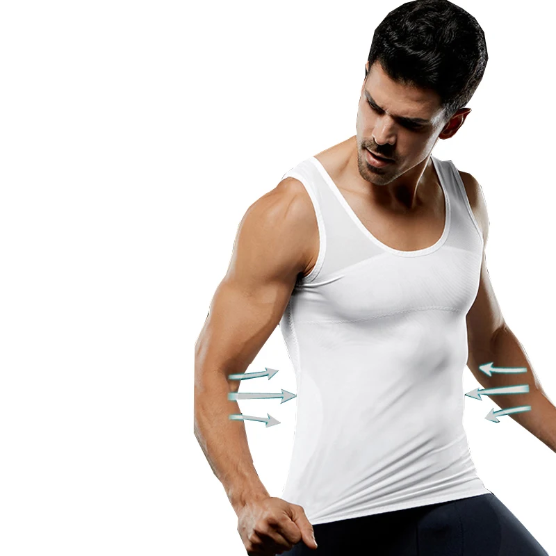 HaleyChan Men Compression Shirts Body Shaper Slimming Vest Elastic Slim Muscle Tank Shapewear Bodysuit Men Waist Trainer Fitness