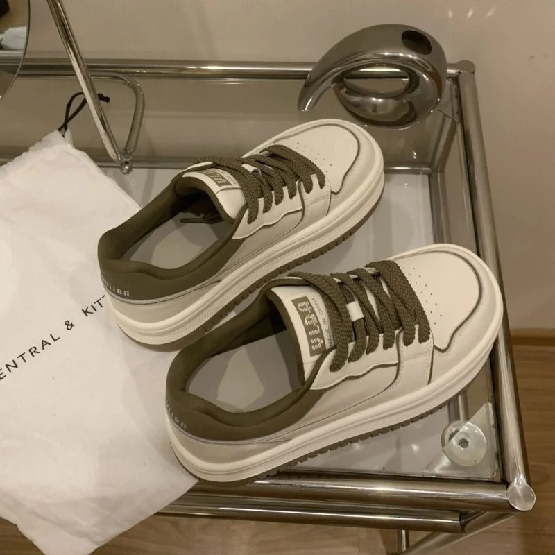 

HOUZHOU White Green Korean Platform Sports Shoes Women Sneakers 2022 Casual Canvas Vulcanize Running Lolita Fashion Designer