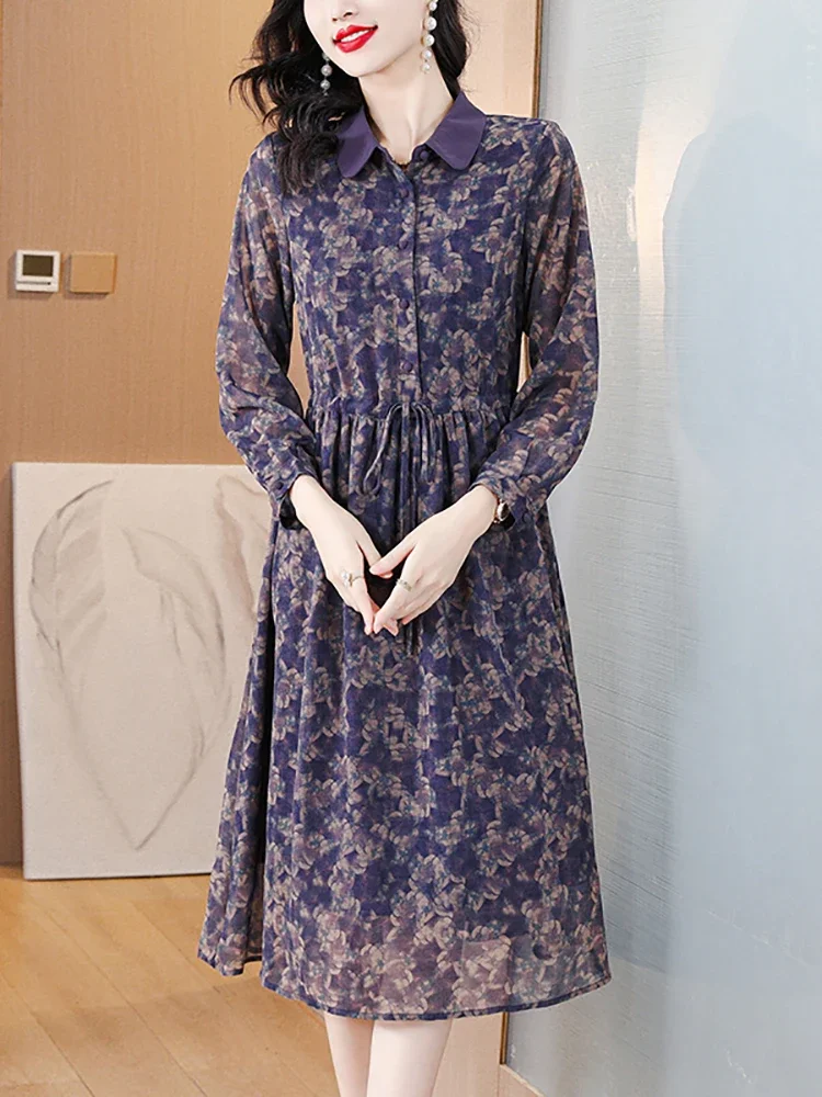 Женское Сетчатое платье-поло с длинным рукавом Элегантное повседневное