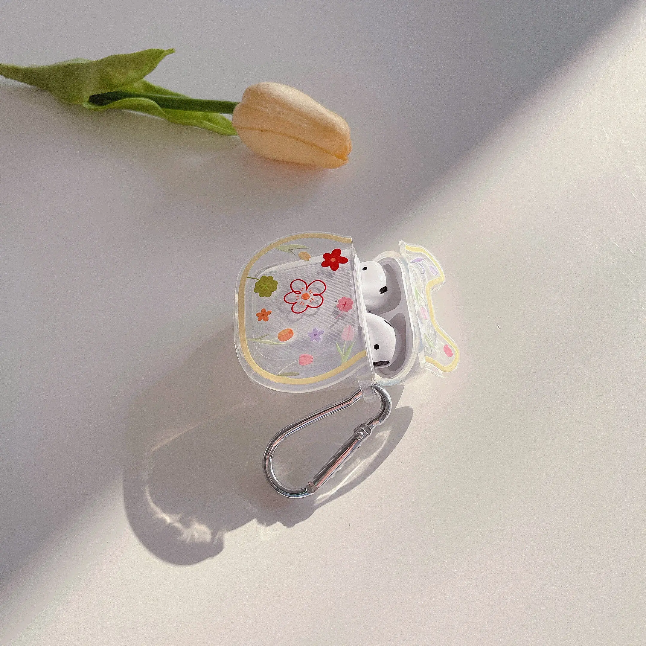 Airpods2 Bear Head Tulip Headphone case Sleeve Suitable for Apple Pro Airpods3 Transparent Cartoon Tpu Wireless Bluetooth Shell enlarge