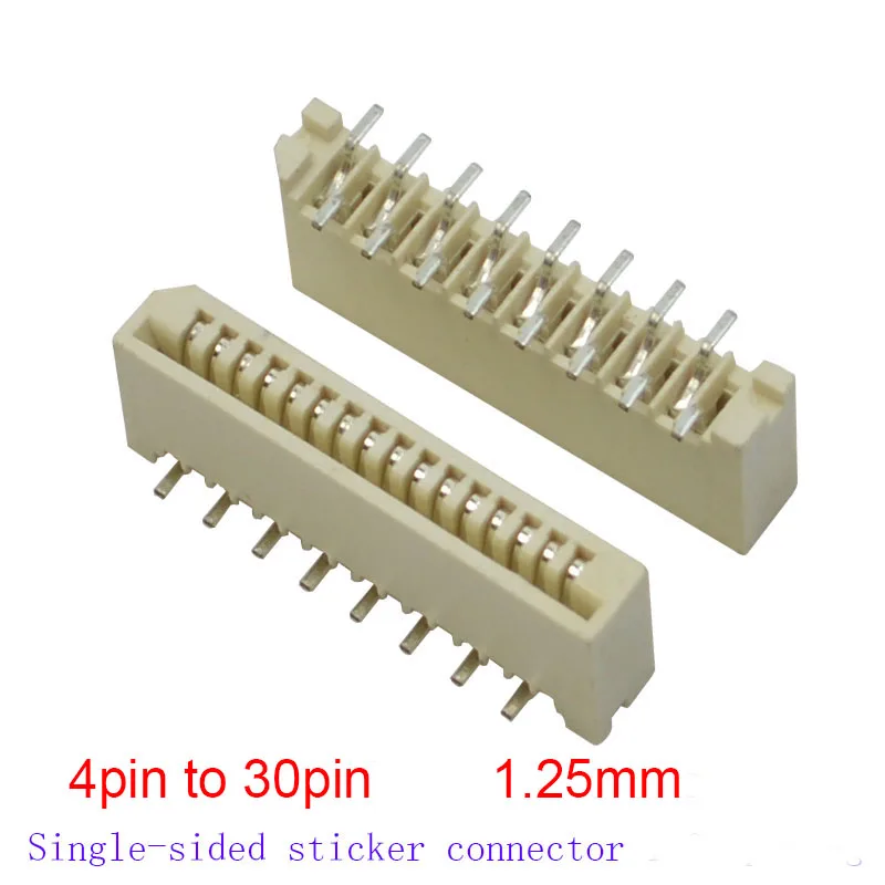 100Pcs FPC FFC 1.25mm Pitch 4 5 6 7 8 11 12 14 15 16 17 to 30 Pin Dual Contacts Straight DIP Ribbon Flat Connector
