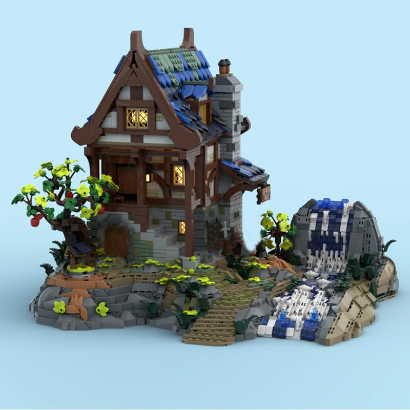 2894 шт. модульная модель ковальника в европейском средневековом стиле с видом на