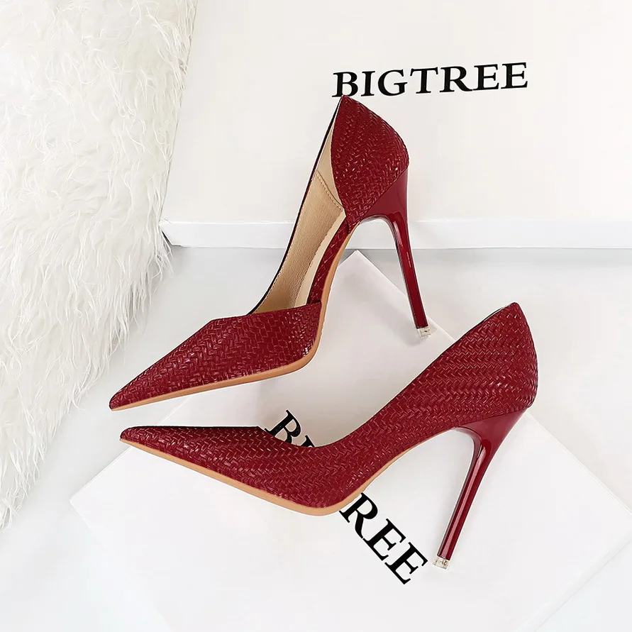 Pointed Crocodile Stiletto High Heels Women's Pumps Summer Solid Color PU Leather Elegant Dress Shoes Office Work Shoes Ladies