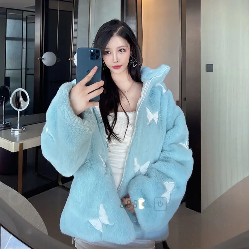 

Autumn Woman Faux Fur Coat Female Solid Warm Fur Teddy Jacket Plush Coat Outwear Ladies Jacket Open Stitch Fluffy Overcoat G178