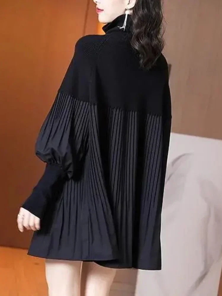 Платье женское осенне-зимнее трикотажное с длинными рукавами-фонариками