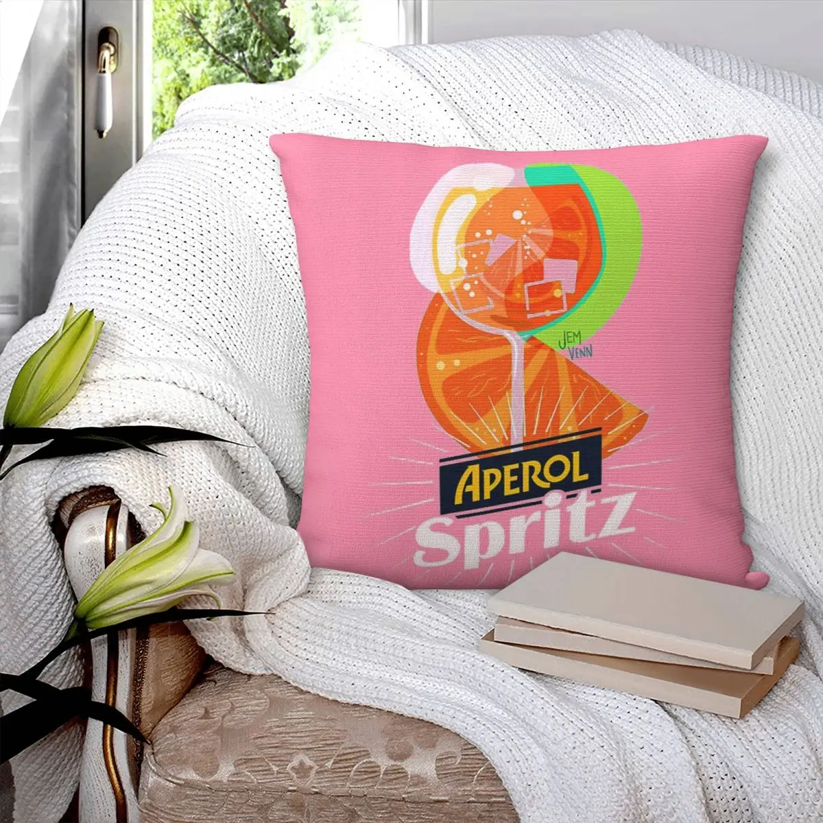Красочная квадратная наволочка APEROL SPRITZ полиэстеровая подушка на молнии