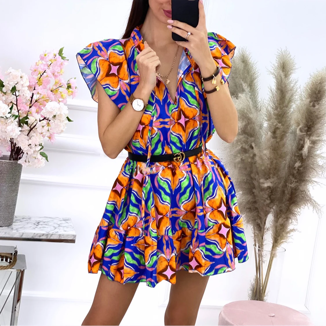 

New Dress Summer Fashion Print Casual Slim Mini Dress
