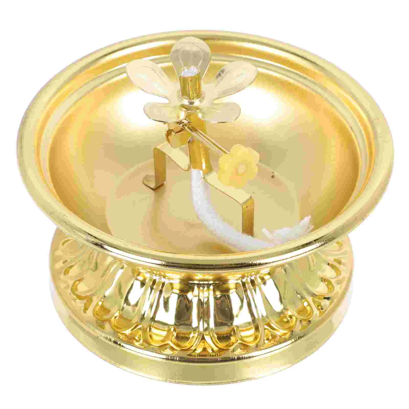 

Holder Tealight Stand Burner Lamp Vintage Stick Bronze Temple Candlestick Metal Ghee Butter Bowl Treasure Craft Base Ornaments