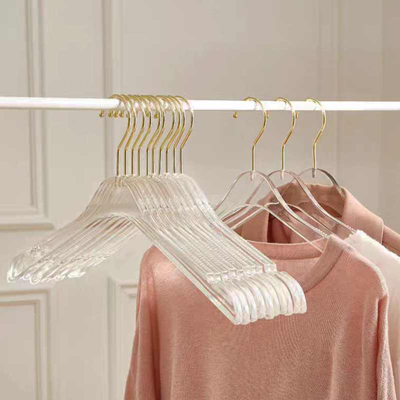 

Adult Clothing Hook Acrylic Rack, Transparent Child Gold Drying Pants 5/10pcs Hanger Hanger Coat Wardrobe Organizer