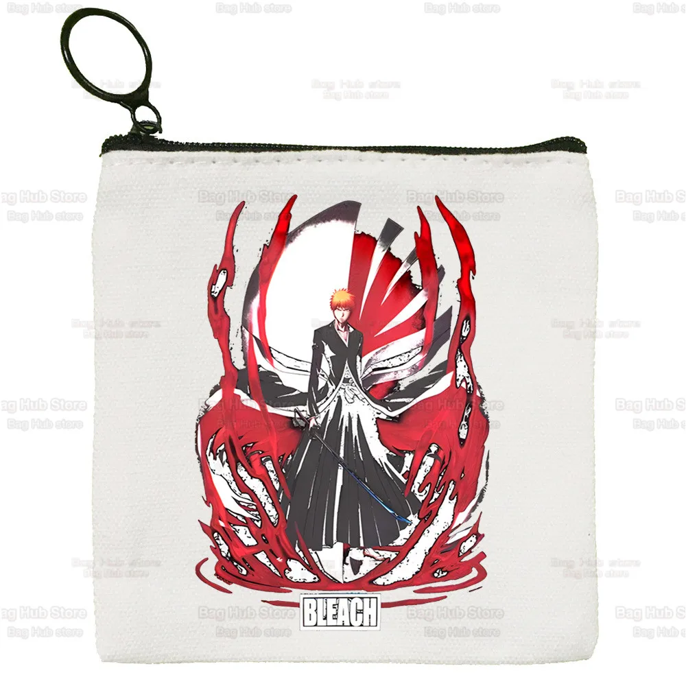 Bleach Kurosaki Ichigo Manga Japanese Anime Canvas Coin Purse Canvas Bag Small Square Bag Key Bag Card Bag Cartoon Coin Bag