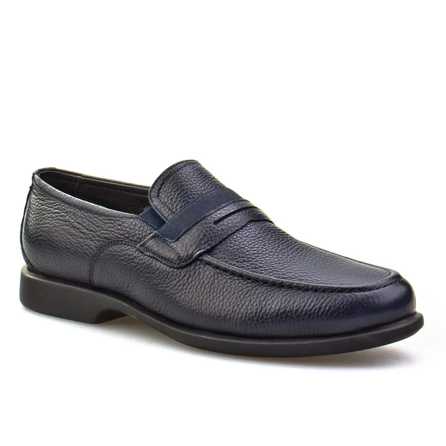 

Genuine leather navy blue Loafer men's casual shoes