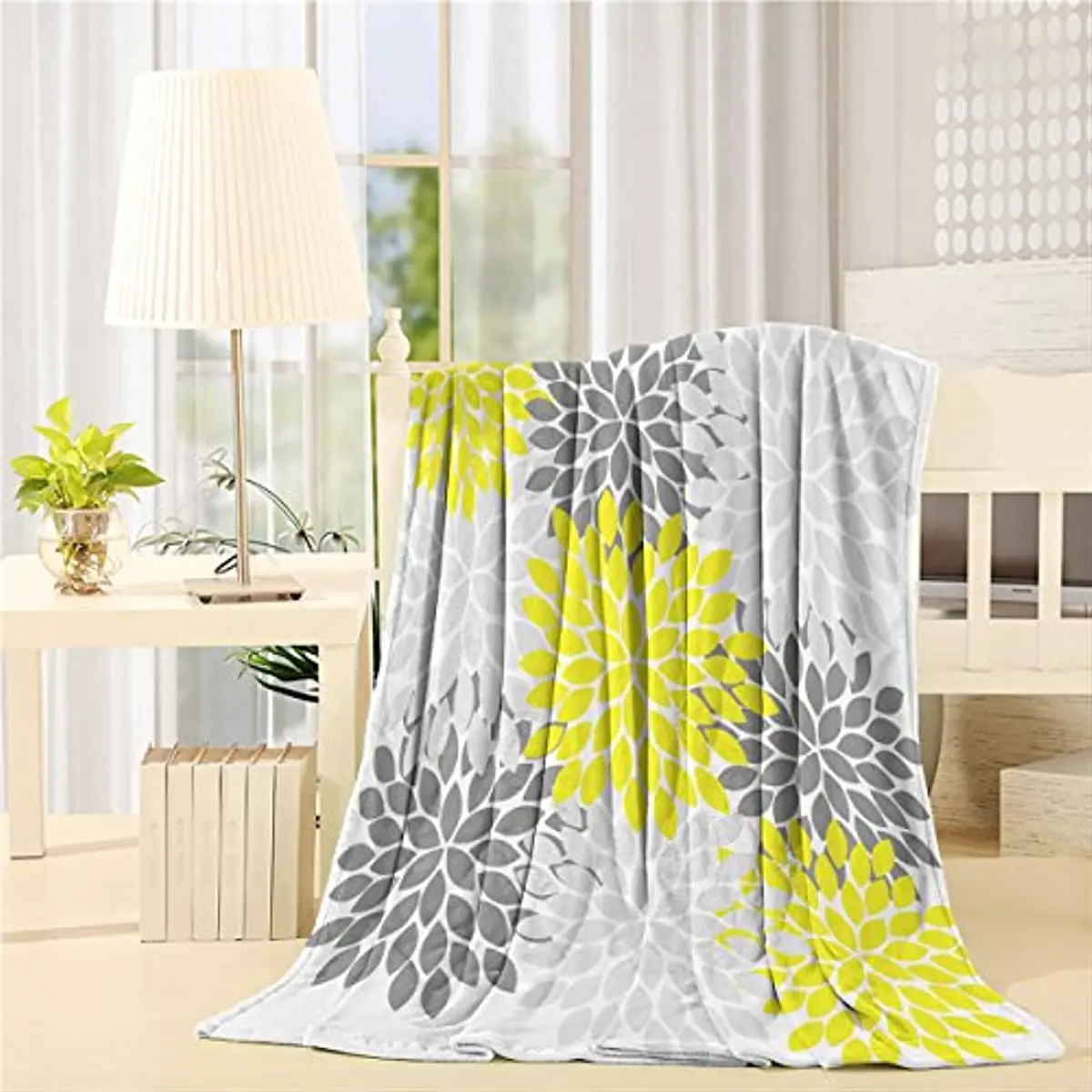 

SUN-Shine Flannel Fleece Luxury Blanket Home Multicolor Dahlia Pinnata Flower Throw Lightweight Cozy Plush Microfiber Colorful