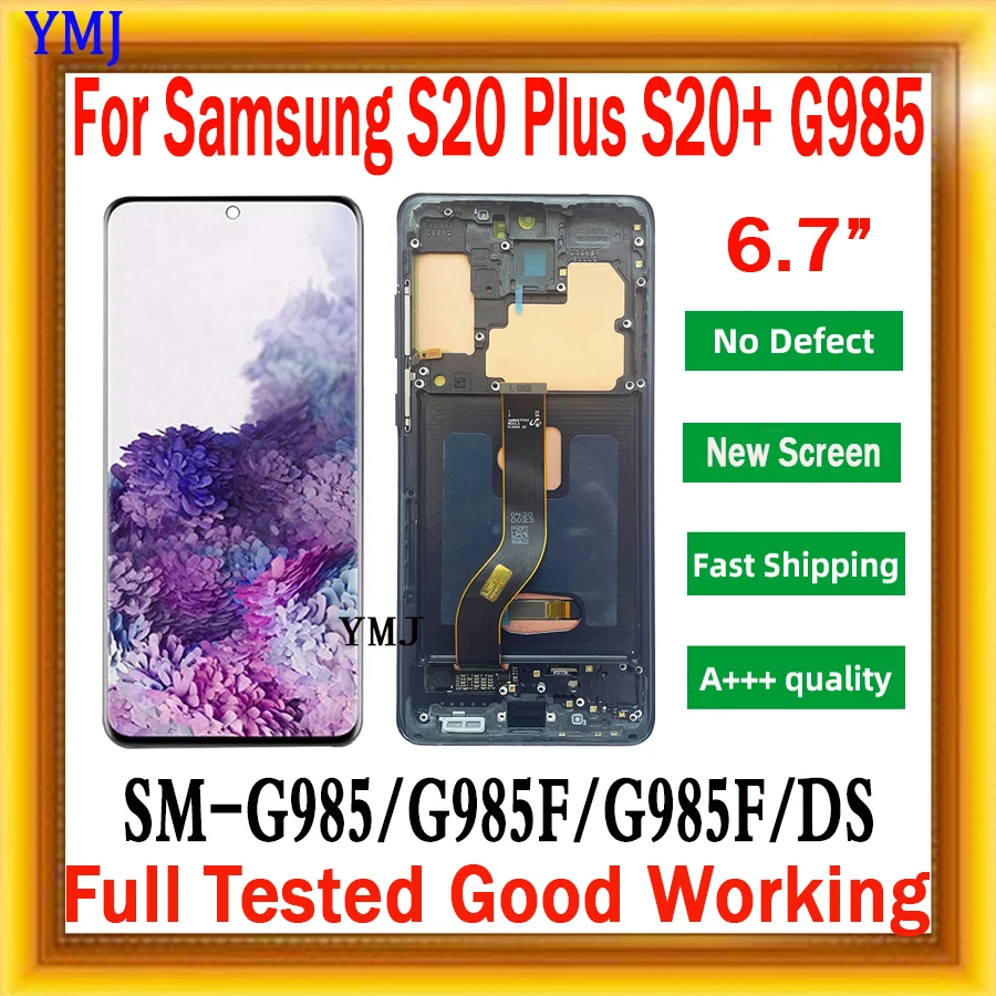 

Новый экран протестирован для Samsung Galaxy S20 G980 LCD с рамкой S20 Plus SM- G985A G985F S20 Ultra LCD G988F дисплей сенсорный экран
