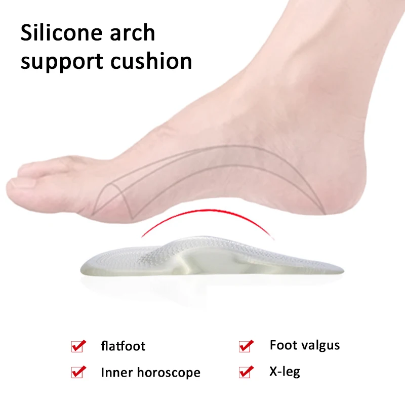 

Gel Forefoot Insole Shoes Pads Orthotic Professional Arch Support Insole Flat Foot Flatfoot Corrector Shoe Cushion Insert Silico