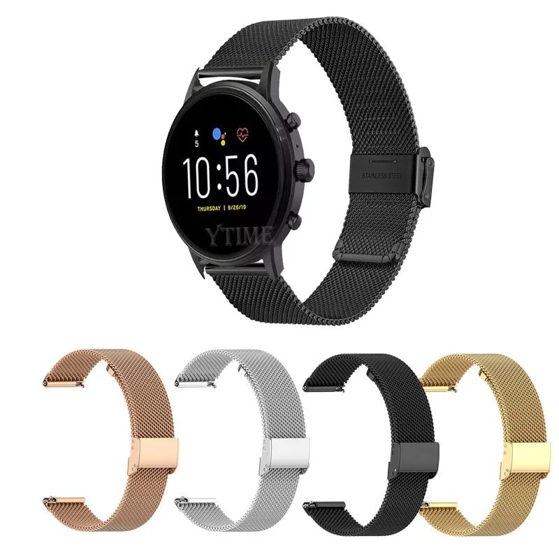 

Сетчатый ремешок 22 мм для Fossil Men Gen 6 44 мм, Gen 5 Carlyle, Garrett, Julianna, ремешок из нержавеющей стали для Fossil Men Gen 5E